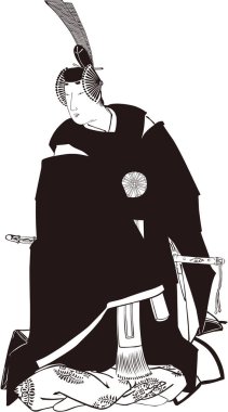 Ukiyoe Kabuki aktör 43 Siyah ve Beyaz