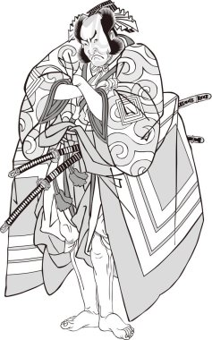 Ukiyoe Kabuki bir aktör 48 siyah beyaz