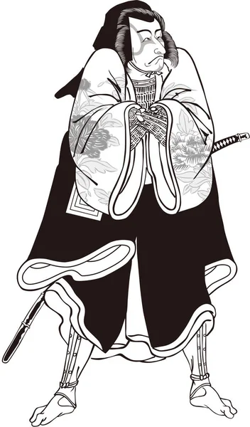 Ukiyo-e Kabuki acteur 42 Noir et blanc — Image vectorielle