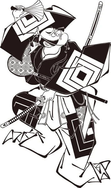 Ukiyoe Kabuki Acteur 49 Noir et Blanc — Image vectorielle