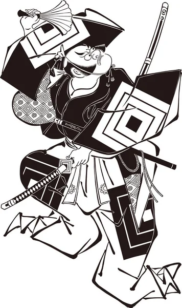 Ukiyoe Kabuki Actor 49 Blanco y Negro — Vector de stock