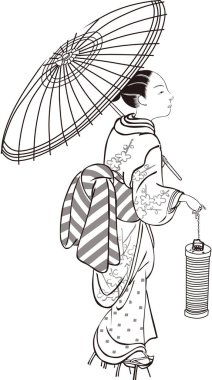 Ukiyo-e Çocuk 2 Siyah-Beyaz