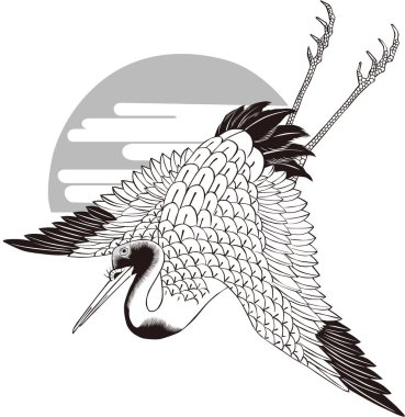  Ukiyo-e Turna 2 Siyah-Beyaz