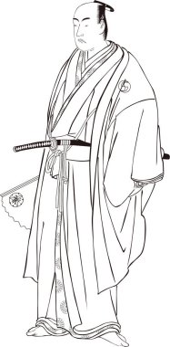 Ukiyo-e samuray 7 siyah-beyaz