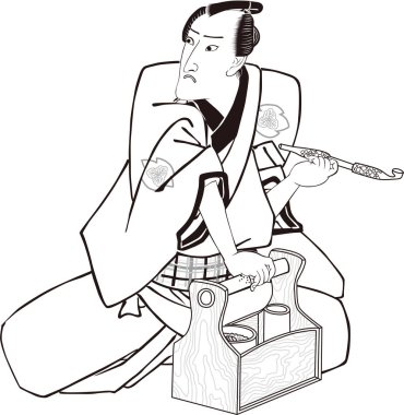 Ukiyo-e Kasaba 14 siyah beyaz