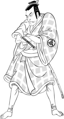  Ukiyo-e Kabuki aktör 26 siyah-beyaz