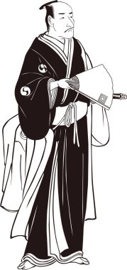 Ukiyoe Samuray 9 Siyah ve Beyaz