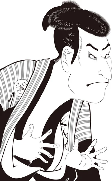 El compañero de Otani Oniji de tercera generación Edo Bei en blanco y negro — Archivo Imágenes Vectoriales
