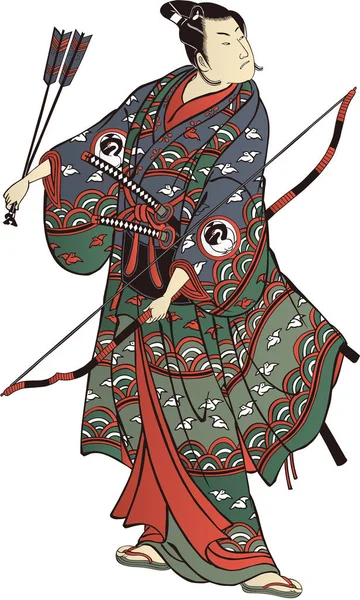 Ukiyo-e Kabuki attore arco — Vettoriale Stock