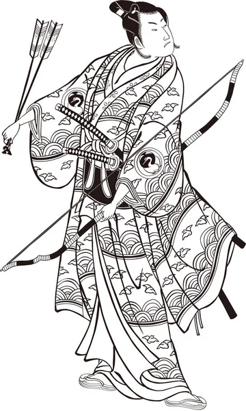  Ukiyo-e Kabuki aktör siyah beyaz eğiliyor.