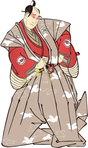 Χρώμα ηθοποιού Ukiyo-e Kabuki — Διανυσματικό Αρχείο