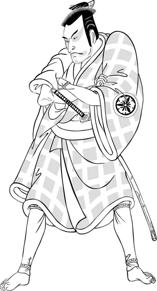 Ukiyo-e Kabuki actor 26 blanco y negro — Vector de stock
