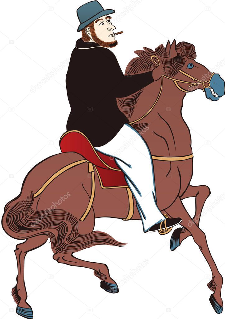 Ukiyo-e foreigner and horse