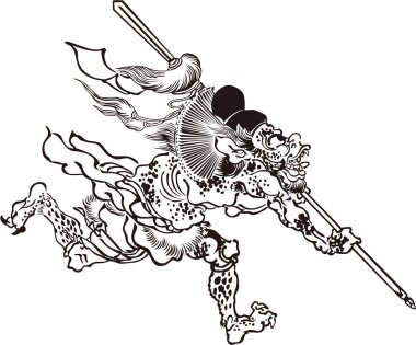 Ukiyo-e Youkai 4 Siyah-Beyaz