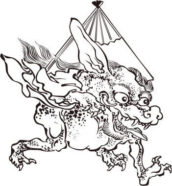  Ukiyo-e Youkai 6 Siyah-Beyaz