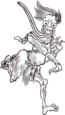  Ukiyo-e Youkai 7 Siyah-Beyaz