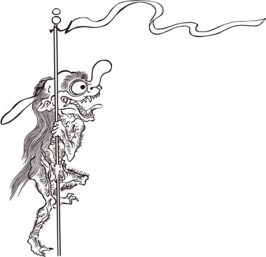 Ukiyo-e yokai 12 siyah-beyaz