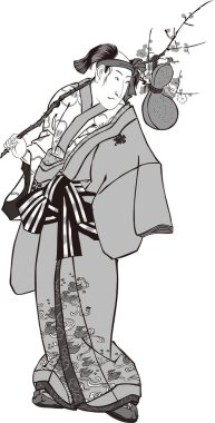  Ukiyo-e Kabuki actor  65 black and white