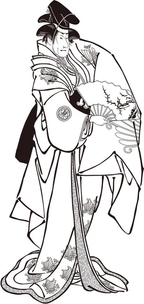  Ukiyo-e Kabuki aktör 7 siyah-beyaz