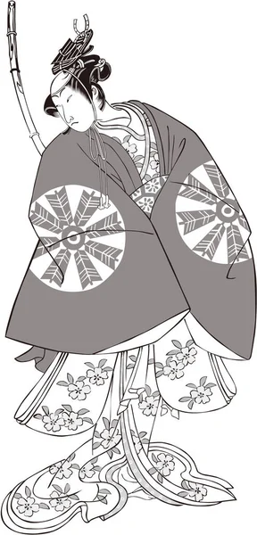 Ukiyo-e Kabuki acteur 33 noir et blanc — Image vectorielle