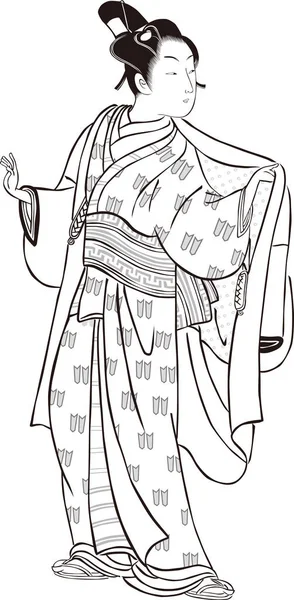 Ukiyo-e Femme 26 Noir et blanc — Image vectorielle