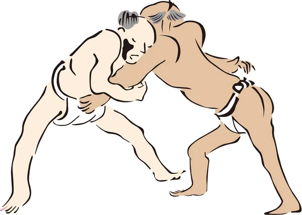 Ukiyo-e sumo wrestling 10 — Vetor de Stock