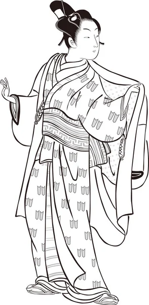 Ukiyo-e Frauen 26 schwarz und weiß — Stockvektor