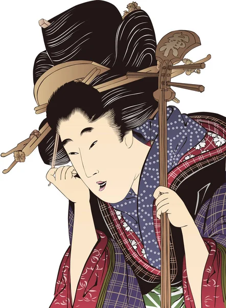 Perempuan Ukiyo-e 54 - Stok Vektor