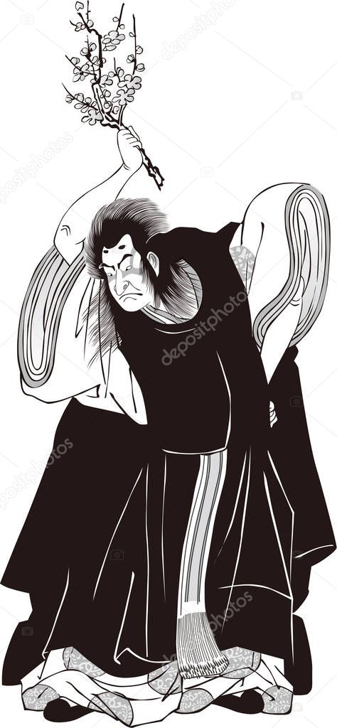  Ukiyo-e Kabuki actor  27 black and white