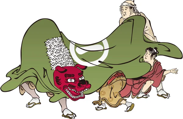 Danse du lion Ukiyo-e 1 — Image vectorielle