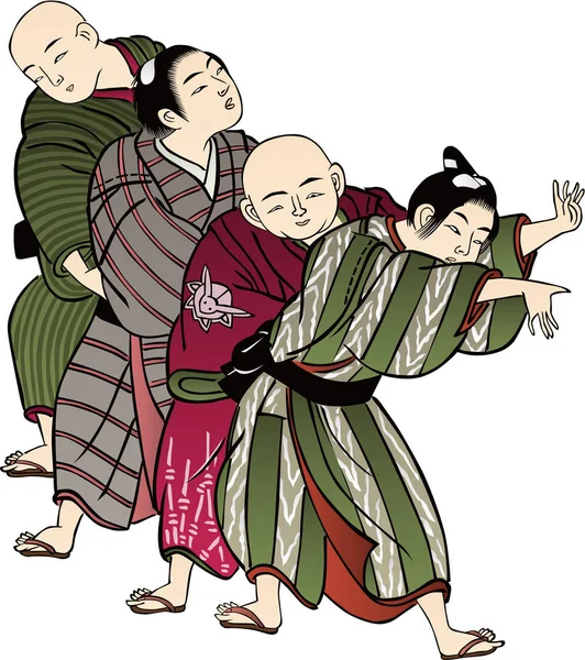 Ukiyo-e Kinder 10 — Stockvektor