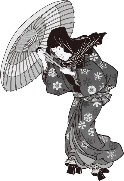 Ukiyo-e femmes 53 noir et blanc — Image vectorielle