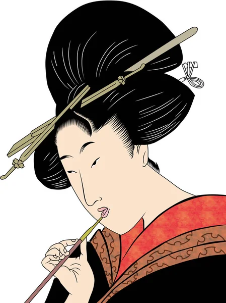 Bijin face picking figure smoking — Image vectorielle