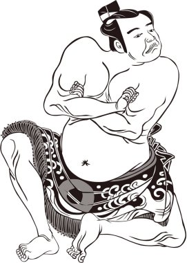  Ukiyo-e Sumo wrestling 13 Black and white clipart