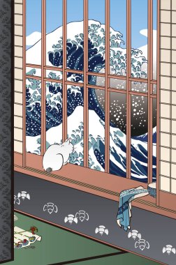 Yüz Ünlü Edo Asakusa Taura Tori no Machi ve Kanagawa Açıkları