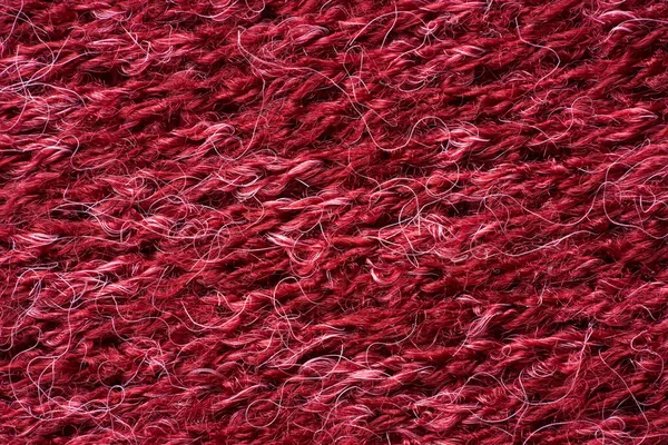 Closeup Red Texture Woolen Knitted Fabric Pattern Red Fabric High — Stock Photo, Image