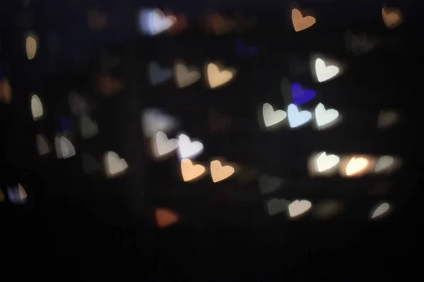 Sovrapposizione sfondo sfocato di cuori d'oro bokeh, per biglietto di San Valentino o vacanze — Foto Stock