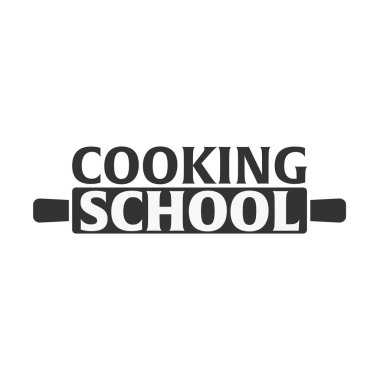 Okul logo yemek. Cooking Academy. Vektör çizim.