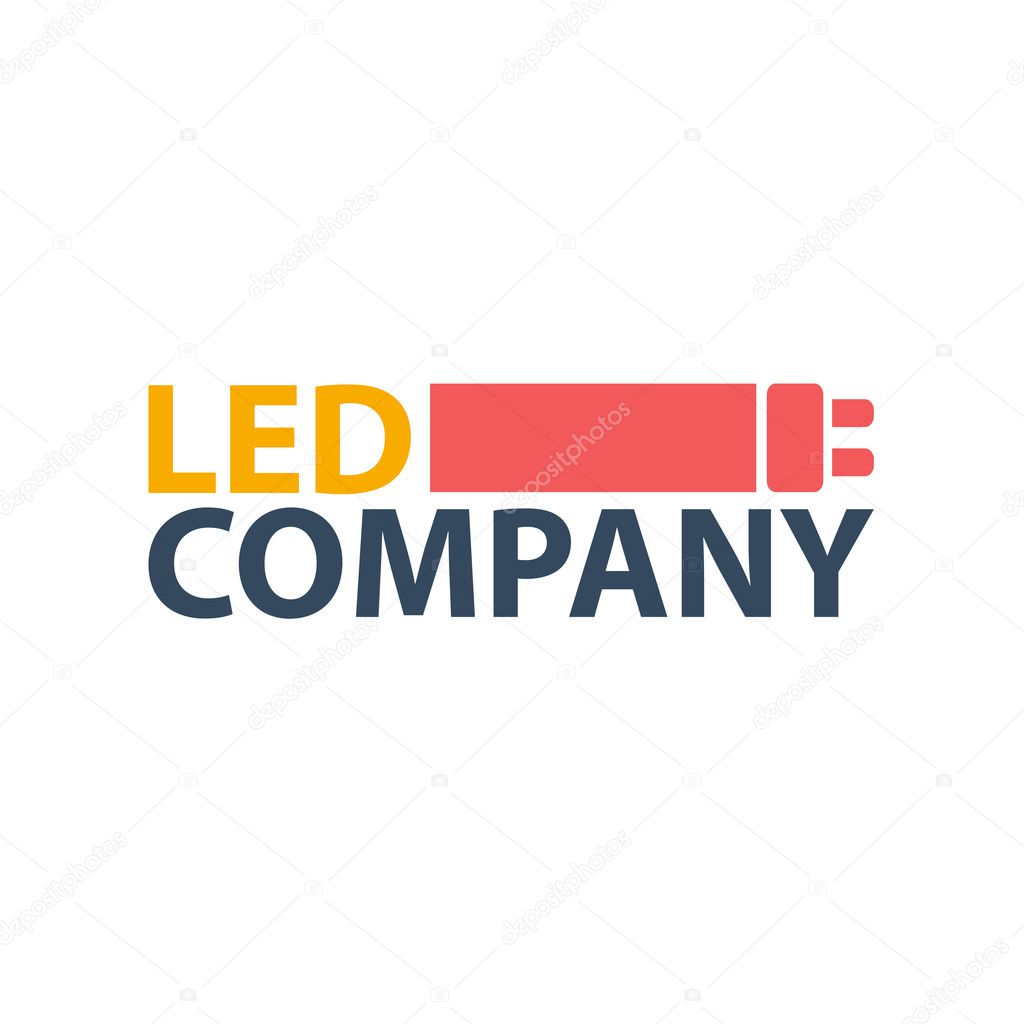 Led bulb logo. Led company logo. LED illumination. Corporate logo design
