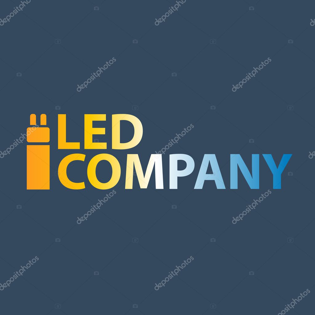 Led bulb logo. Led company logo. LED illumination. Corporate logo design