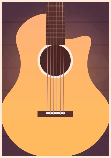 Plakát s hudebními nástroji. Hudební studio. Kytara. Plochý design. — Stockový vektor