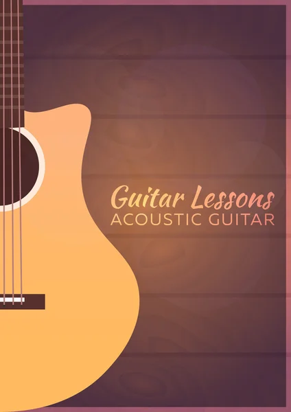Lezioni di chitarra, scuola. Illustrazione piatta vettoriale. Musica . — Vettoriale Stock