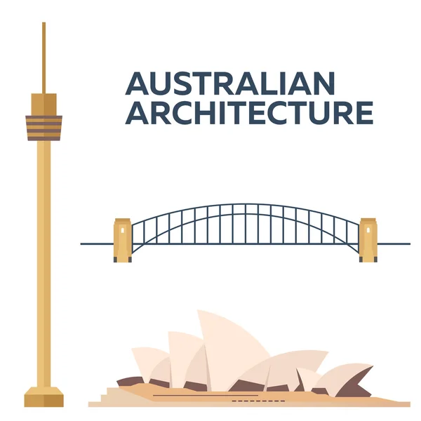 Australische architectuur. Moderne platte ontwerp. Vectorillustratie. — Stockvector