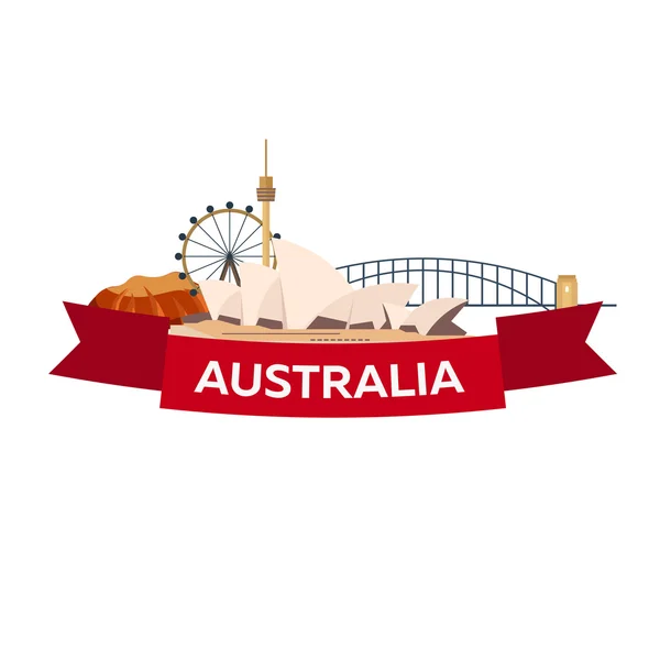 Australien. Turism. Reser illustration. Moderna plattgränssnitt. Sydney resor. — Stock vektor