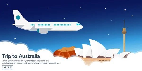 澳大利亚之旅。悉尼。旅行的插图。现代平面设计。时间去旅行. — 图库矢量图片