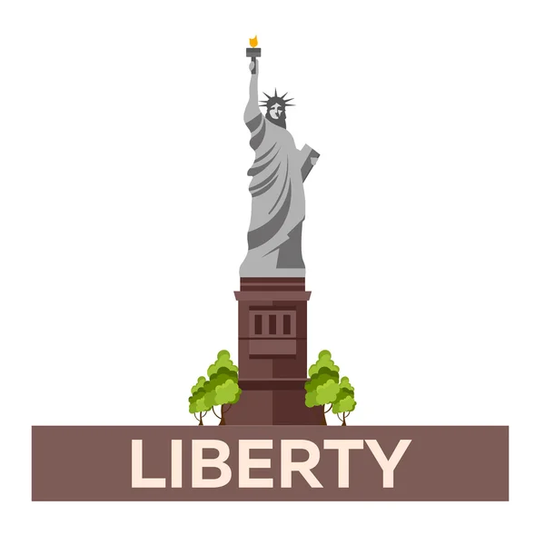 Viaje a Estados Unidos, Nueva York Poster. Estatua de la Libertad. Ilustración vectorial . — Vector de stock