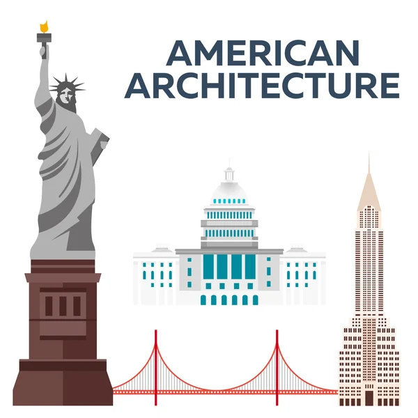 American Architecture. Modern flat design. Vector illustration.