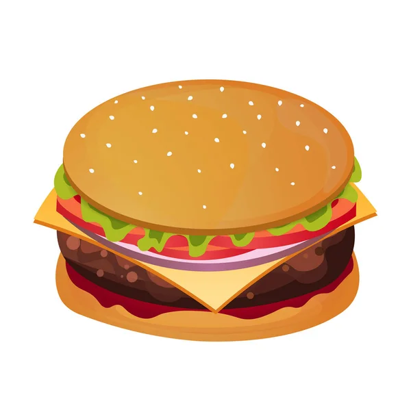 Delizioso hamburger. Ristorante fast food. Illustrazione vettoriale . — Vettoriale Stock