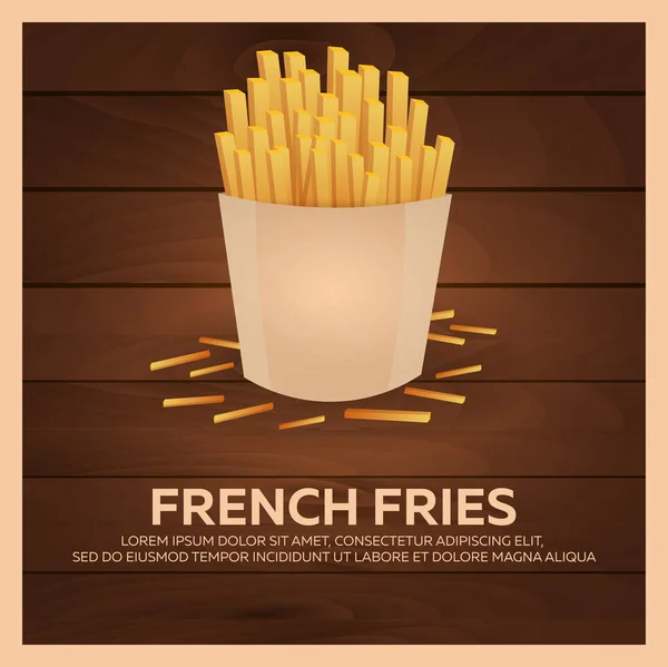 Banner de papas fritas. Restaurante de comida rápida. Ilustración vectorial . — Vector de stock