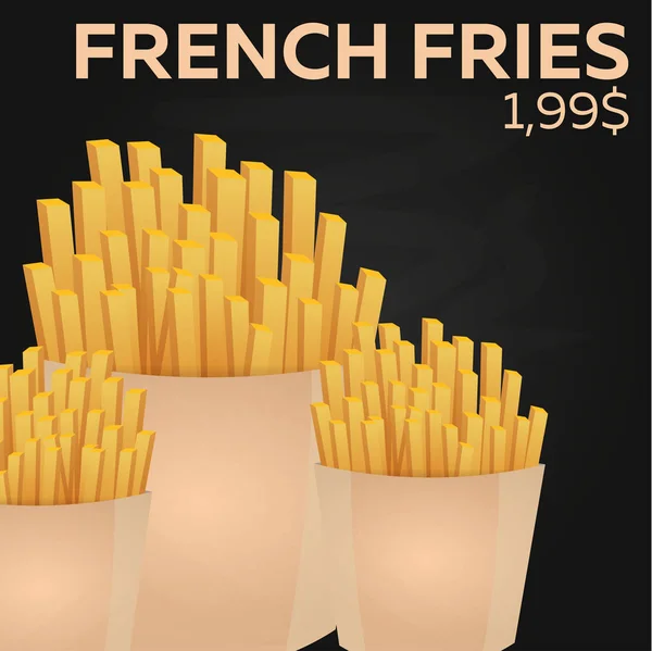Banner de batatas fritas. Restaurante de fast food. Ilustração vetorial . — Vetor de Stock